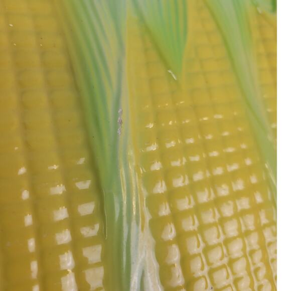 Vintage Ceramic Corn On The Cob 12" Square Serving Dish Plate w Paint Wear - Picture 5 of 5